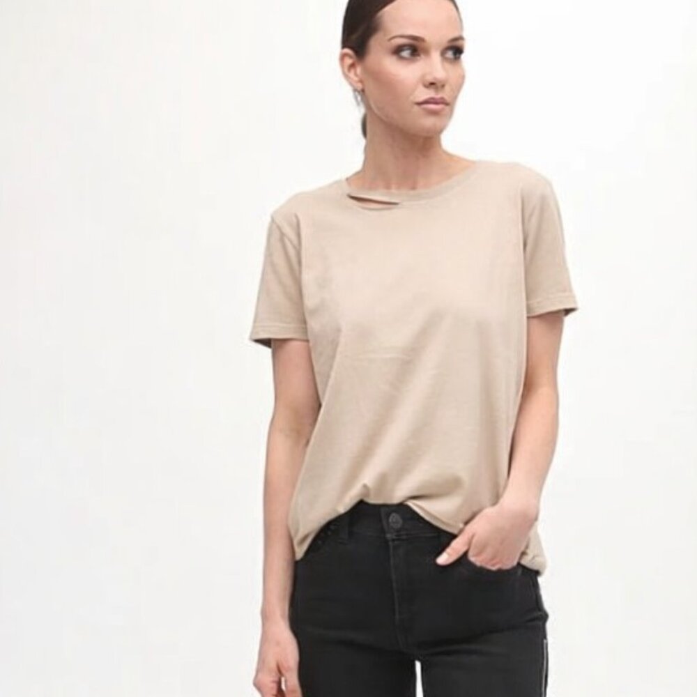NWT N:philanthropy Harlow Tee – Luxury Cotton Raw Edge Cutout Tee | Relaxed Fit